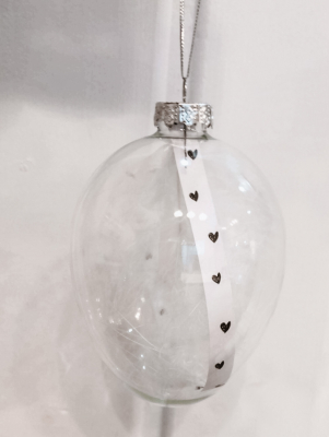 Glas-Deko -Ei  / HERZEN / ca. 13cm