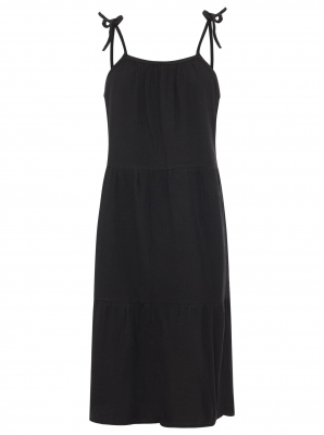 Zwillingsherz Trägerkleid / MUSSELIN / One Size -  Schwarz