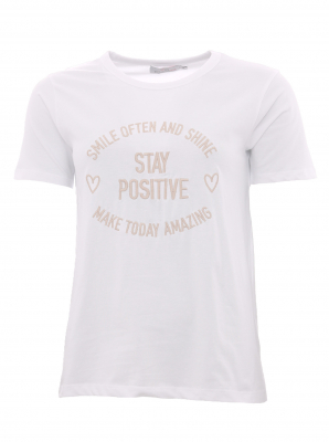 Zwillingsherz T-Shirt / STAY POSITIVE / weiß