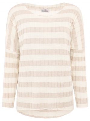 Zwillingsherz Pullover / BIG STRIPES / Beige-Weiß- One Size