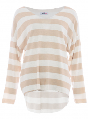 Zwillingsherz Oversized Shirt / STRIPES / beige-weiss - one Size