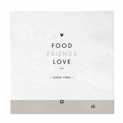 Bastion Collections Servietten / FOOD FRIENDS LOVE - 16,5cm x 16,5cm