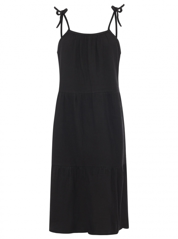 Zwillingsherz Trägerkleid / MUSSELIN / One Size -  Schwarz