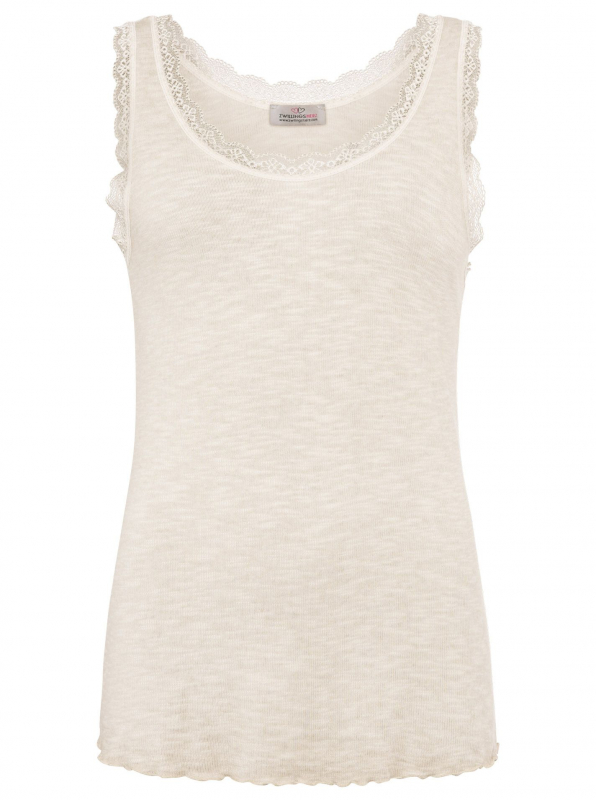 Zwillingsherz Top mit Spitze - One Size - Beige