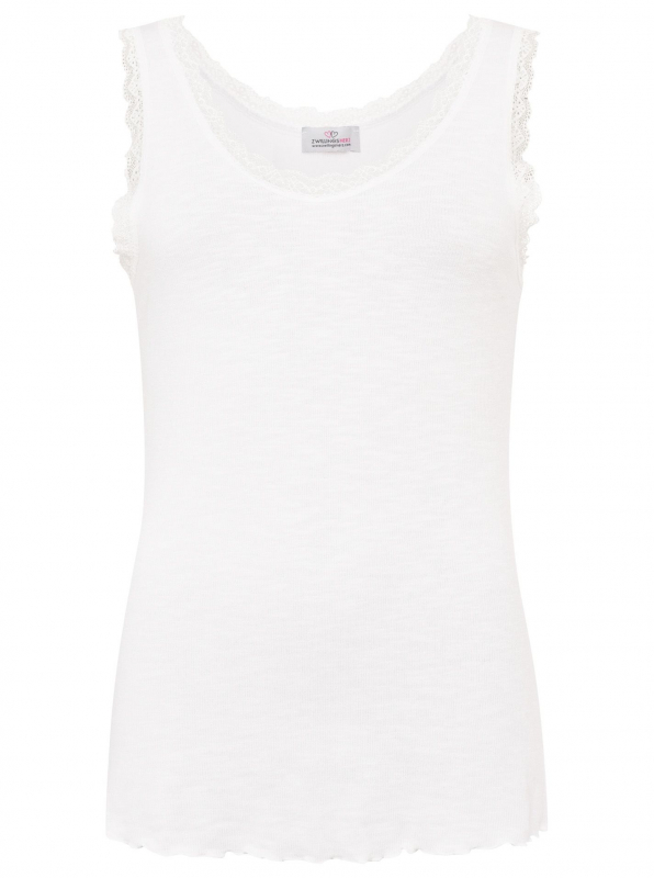 Zwillingsherz Top mit Spitze - One Size - Weiß