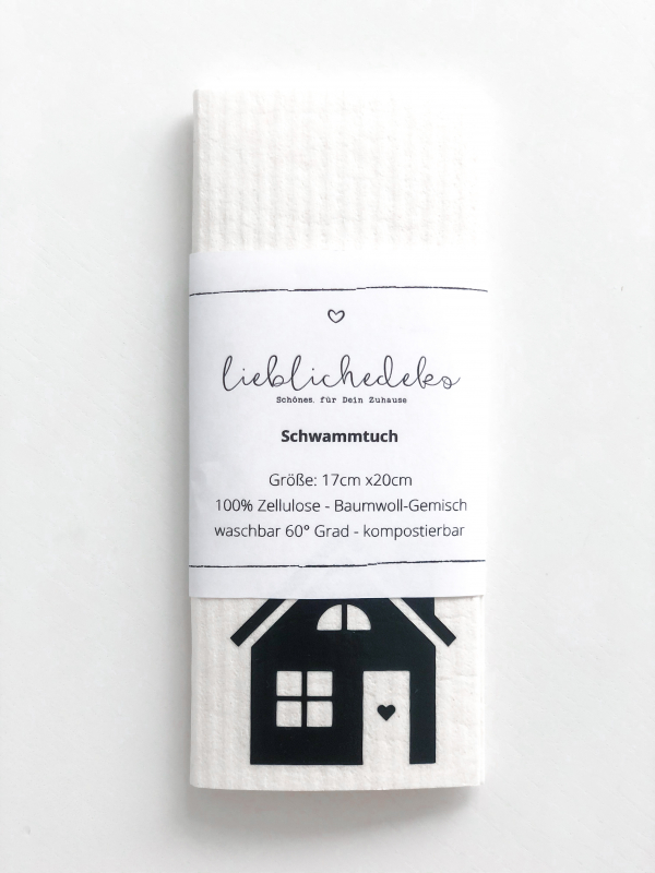 Lieblichedeko Schwammtuch / HAUS / 17cm x 20cm