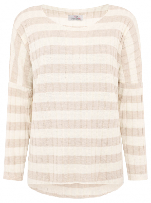 Zwillingsherz Pullover / BIG STRIPES / Beige-Weiß- One Size