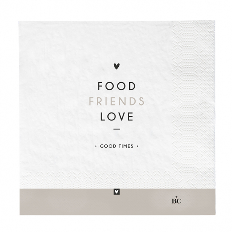 Bastion Collections Servietten / FOOD FRIENDS LOVE - 16,5cm x 16,5cm