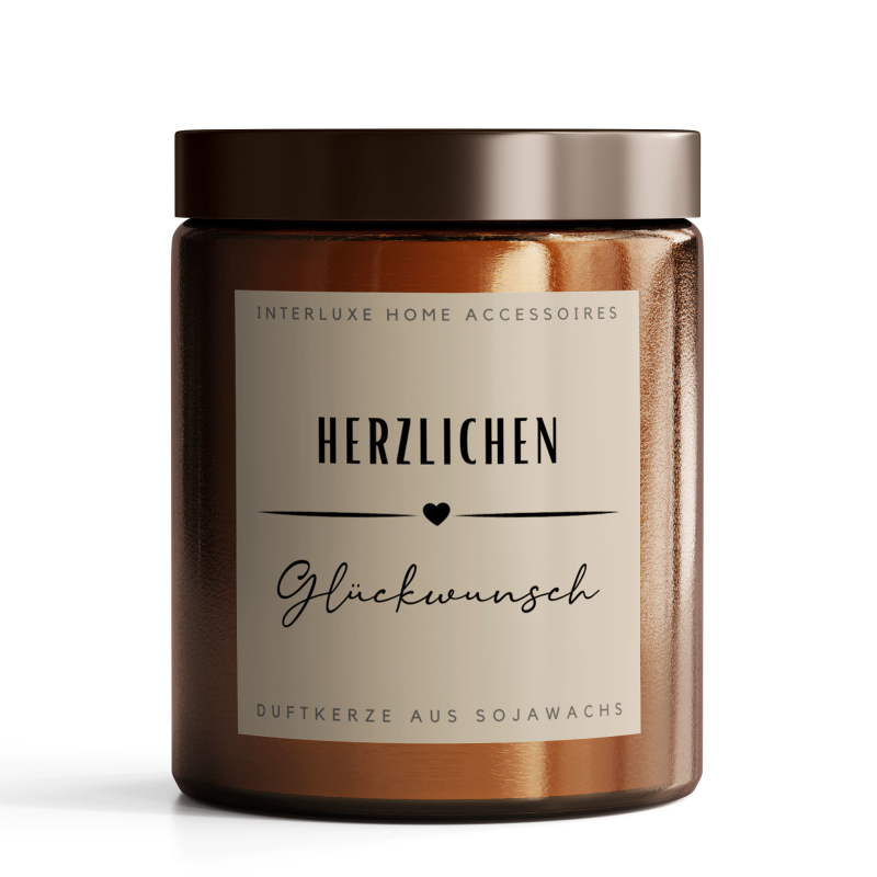 Interluxe Duft-Kerzenglas / HERZLICHEN GLÜCKWUNSCH