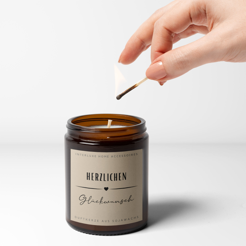 Interluxe Duft-Kerzenglas / HERZLICHEN GLÜCKWUNSCH