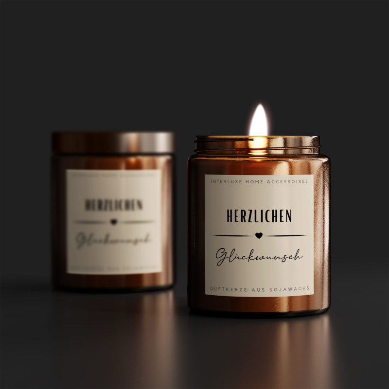 Interluxe Duft-Kerzenglas / HERZLICHEN GLÜCKWUNSCH
